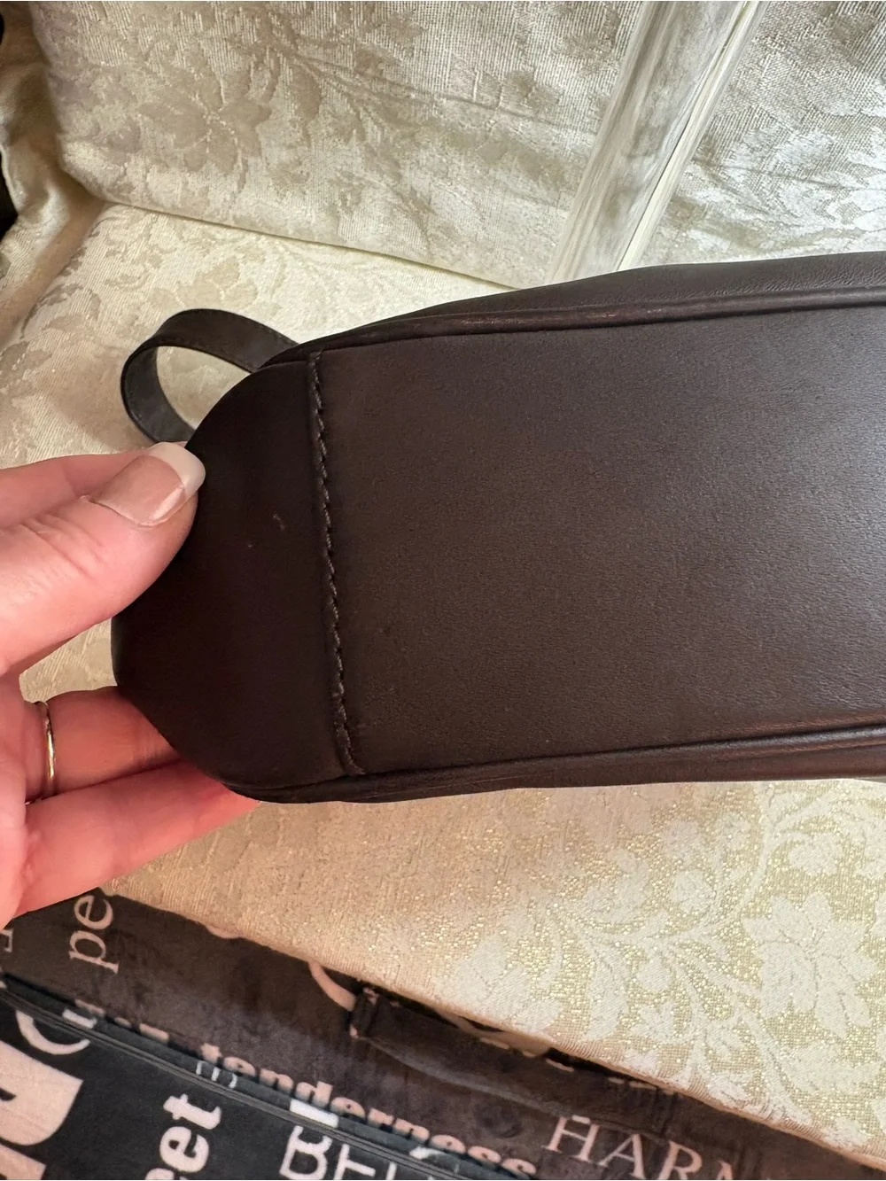 Etienne Aigner Brown Leather Shoulder Bag with Gold Hardware
